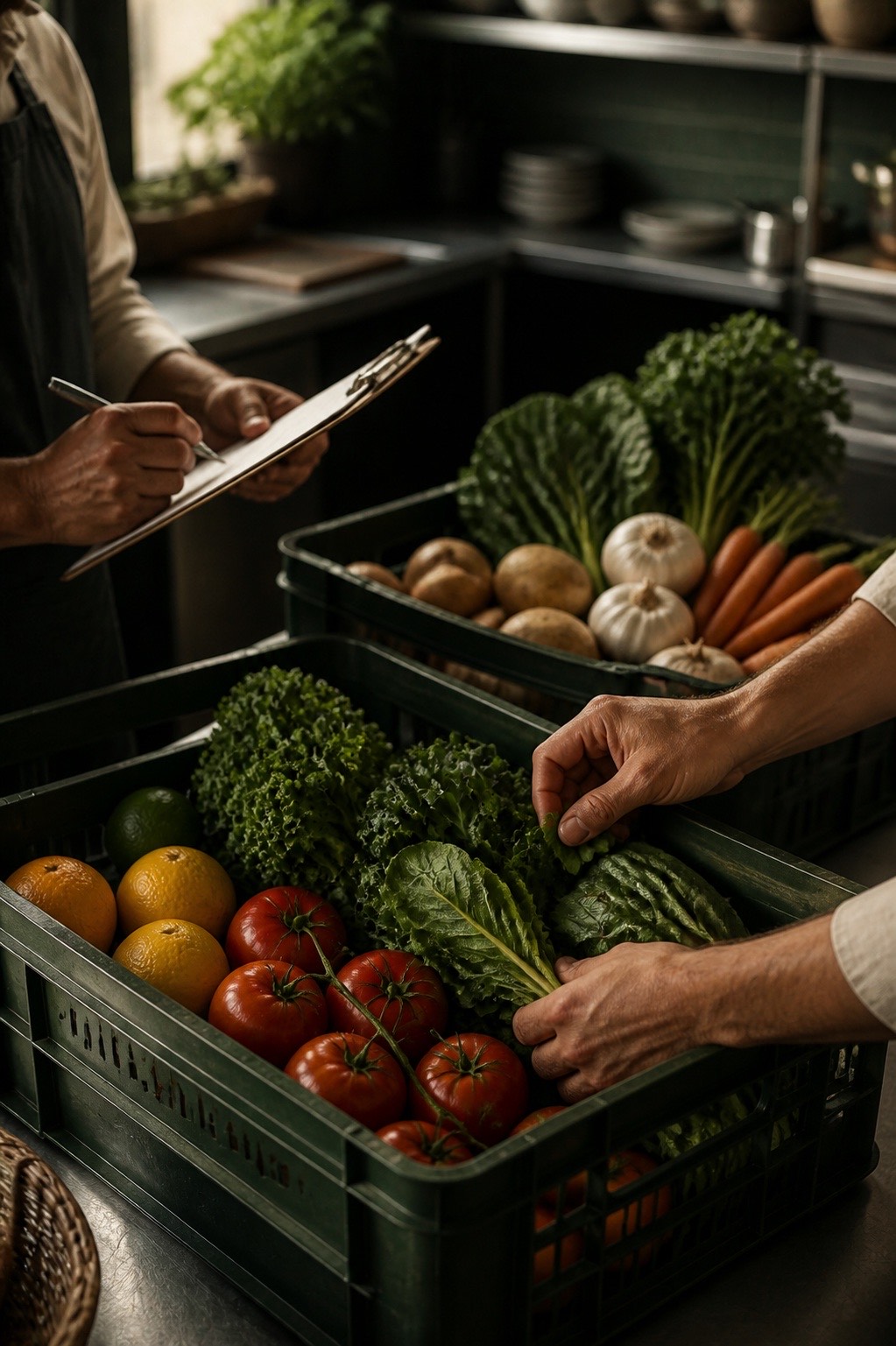 Conferência de caixas de hortifruti para atendimento empresarial
