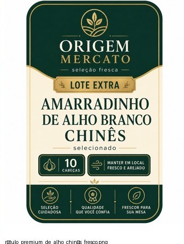 Etiqueta do amarradinho de alho branco