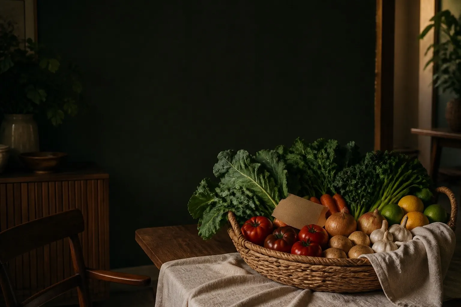 Cesta de hortifruti Origem Mercato organizada e pronta para entrega